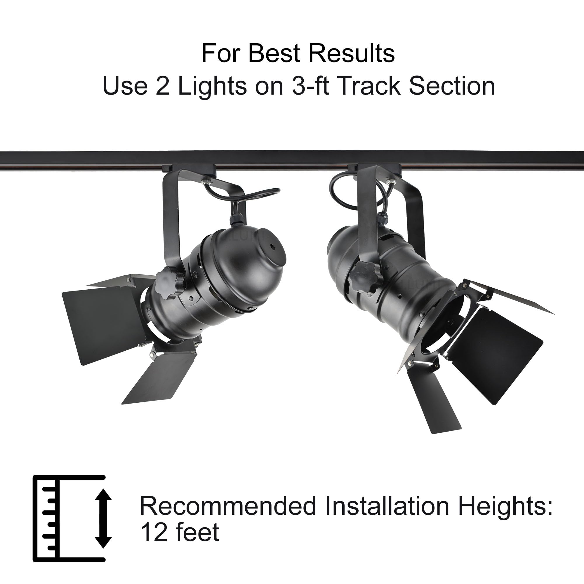 TRK9000 Industrial Track Light Head with Barn Door Flippers